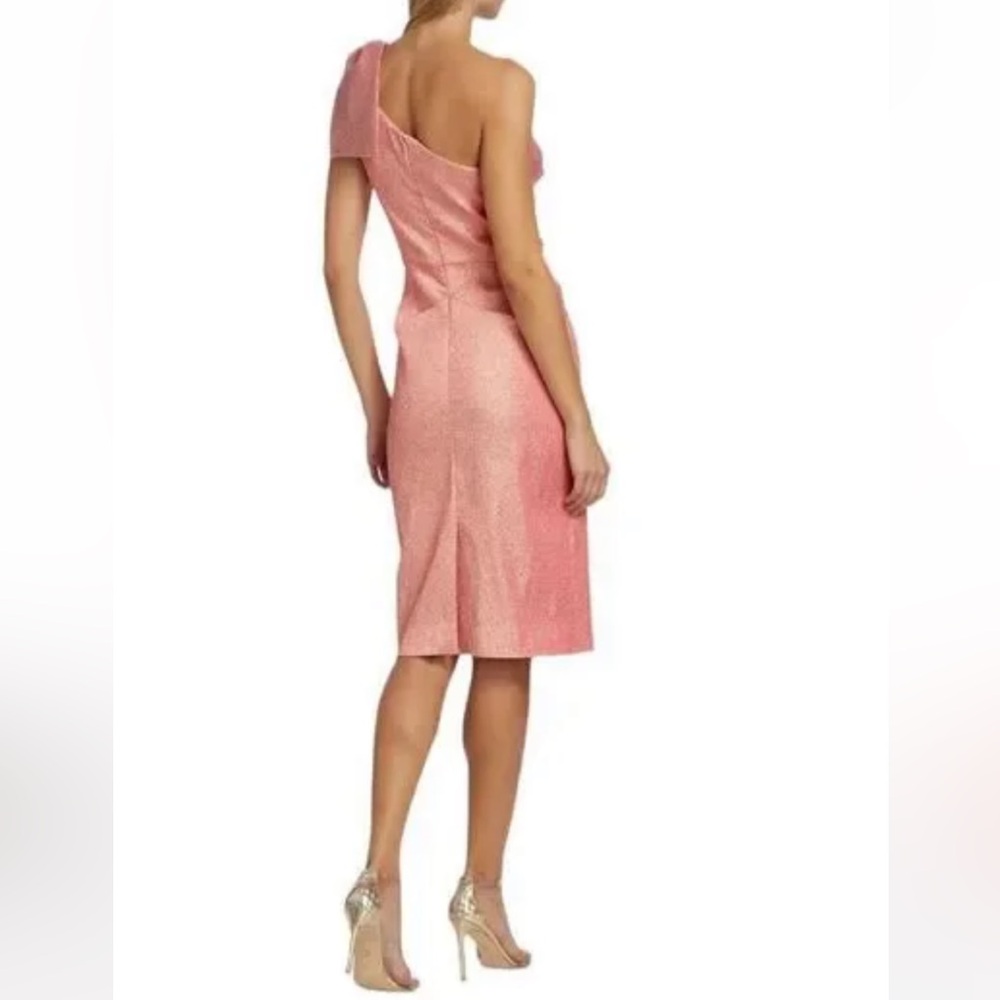 Teri Jon Pink Shimmering One Shoulder Bow Cocktail Dress Size 2 NWT - Picture 2 of 11